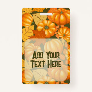 Fall Season Halloween Pumpkins Pattern ID Badge