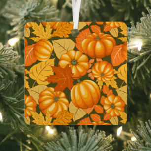 Fall Season Halloween Pumpkins Pattern Metal Tree Decoration