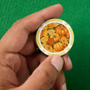 Fall Season Halloween Pumpkins Pattern Poker Chips