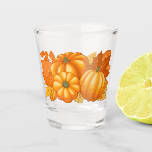 Fall Season Halloween Pumpkins Pattern Shot Glass