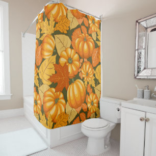 Fall Season Halloween Pumpkins Pattern Shower Curtain