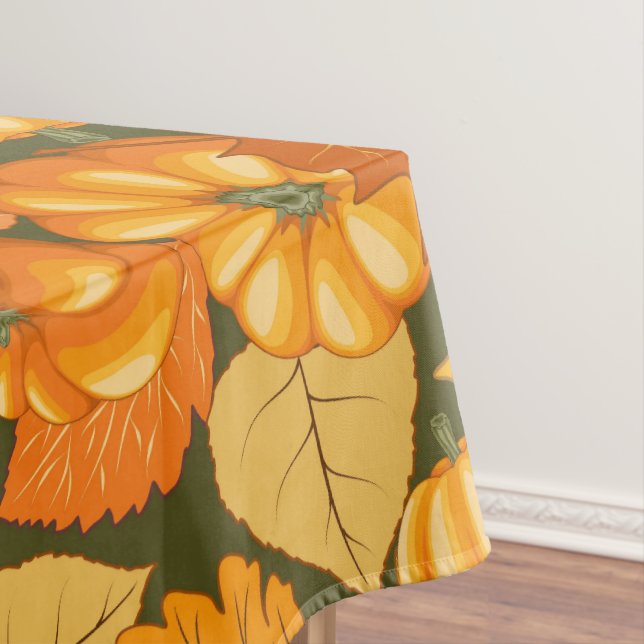 Fall Season Halloween Pumpkins Pattern Tablecloth (In Situ)