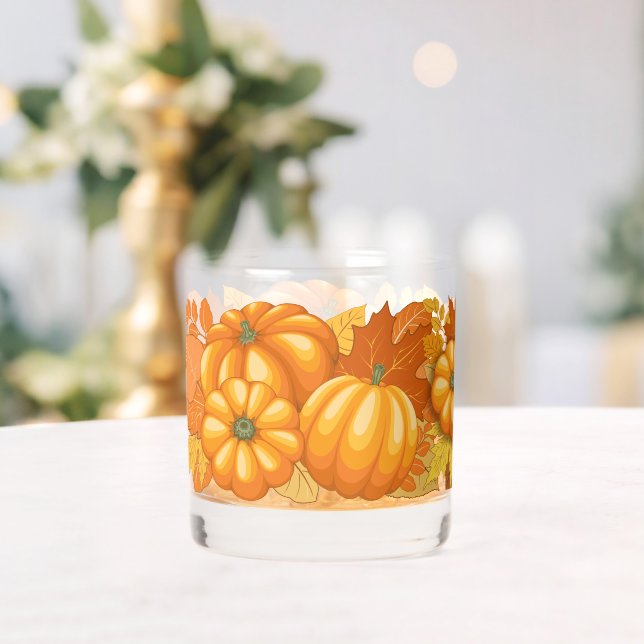 Fall Season Halloween Pumpkins Pattern Whiskey Glass (Insitu (Wedding))