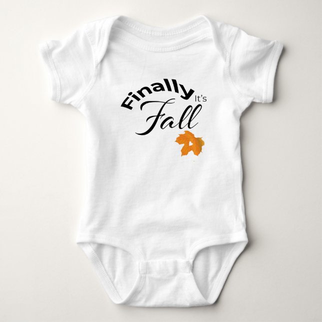 Fall Season - It's Finally Fall with Leaves Baby Bodysuit (Front)