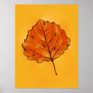 Fall season leaf art nature lover poster
