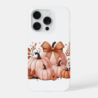 Fall season pink pumpkins with coquette bow iPhone 15 pro case