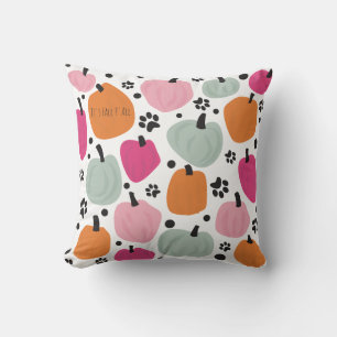 Fall Season Pumpkin Dog Cat Pastel Hand drawn Cushion