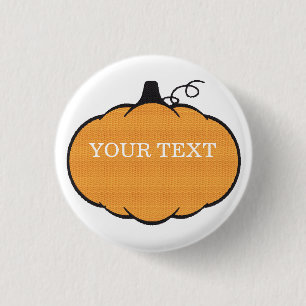 Fall Season Pumpkin Drawing Custom Text  3 Cm Round Badge