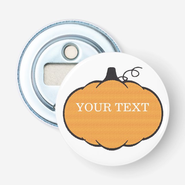 Fall Season Pumpkin Drawing Custom Text  Bottle Opener (Front)