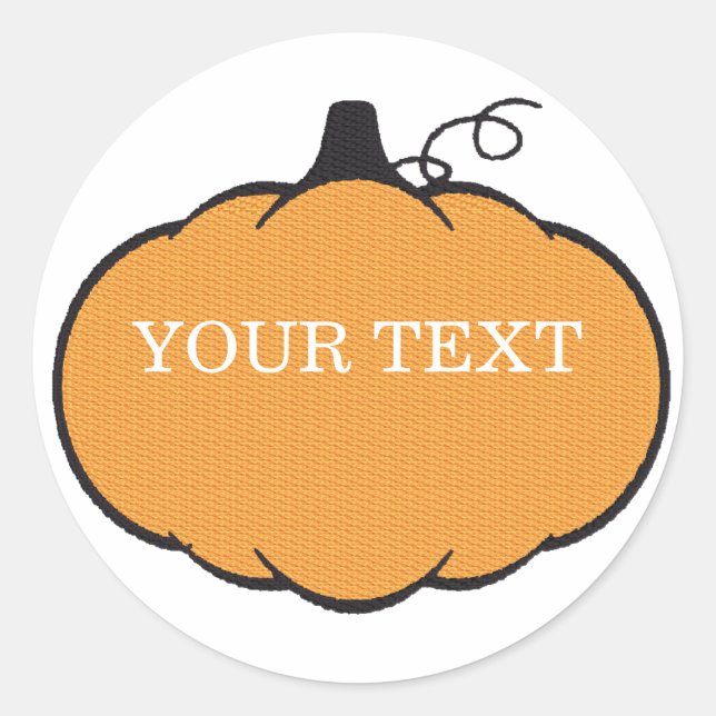 Fall Season Pumpkin Drawing Custom Text  Classic Round Sticker (Front)