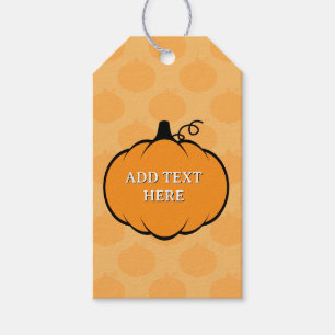Fall Season Pumpkin Drawing Custom Text Gift Tags