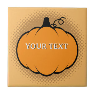 Fall Season Pumpkin Drawing Custom Text  Tile
