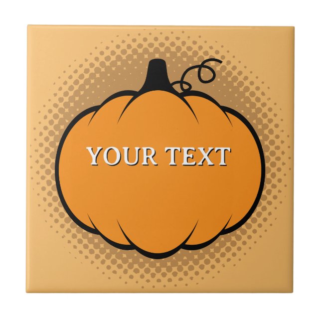 Fall Season Pumpkin Drawing Custom Text  Tile (Front)