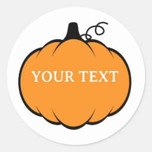 Fall Season Pumpkin Drawing Editable Text  Classic Round Sticker