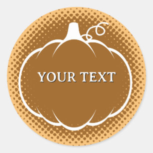 Fall Season  Pumpkin Harvest Drawing Custom Text  Classic Round Sticker