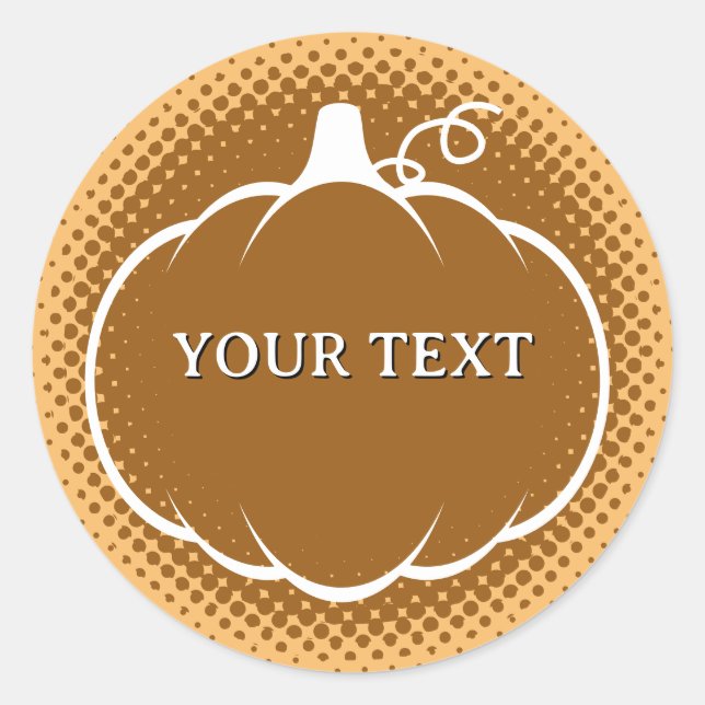 Fall Season  Pumpkin Harvest Drawing Custom Text  Classic Round Sticker (Front)