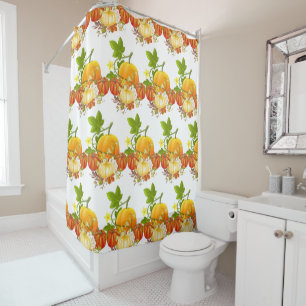 Fall Season Pumpkin Pattern Shower Curtain