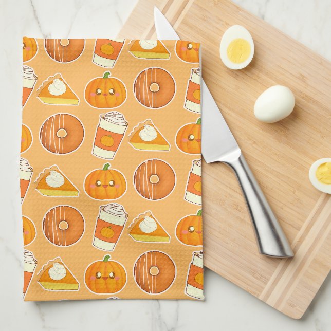  Fall Season Pumpkin Treats   Tea Towel (Quarter Fold)