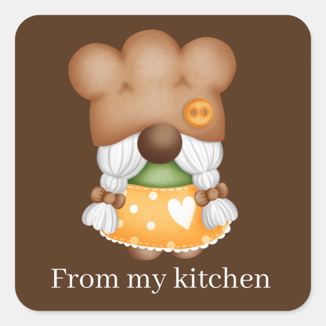 Fall Seasonal baking gnome home Square Sticker (Front)
