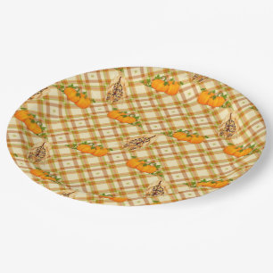 Fall Seasonal corn pumpkin pattern paper plate