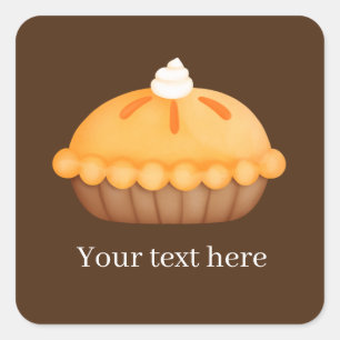 Fall Seasonal pumpkin pie add text Square Sticker