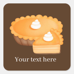 Fall Seasonal pumpkin pie add text Square Sticker