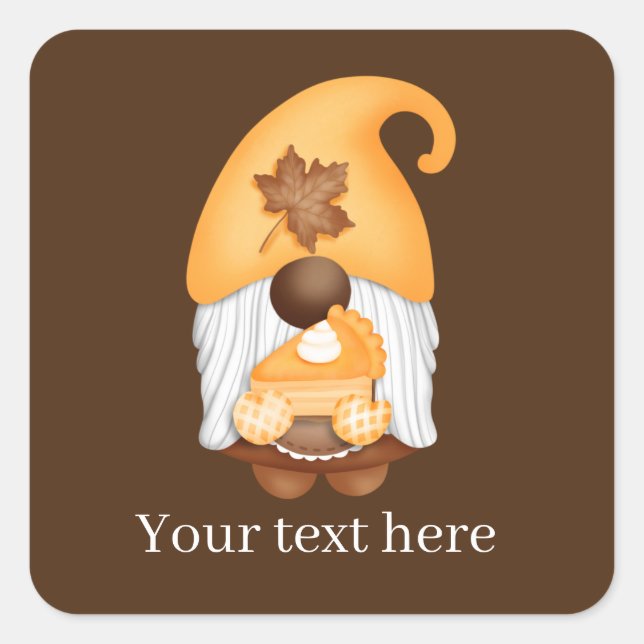Fall Seasonal pumpkin pie vendor baking gnome Square Sticker (Front)