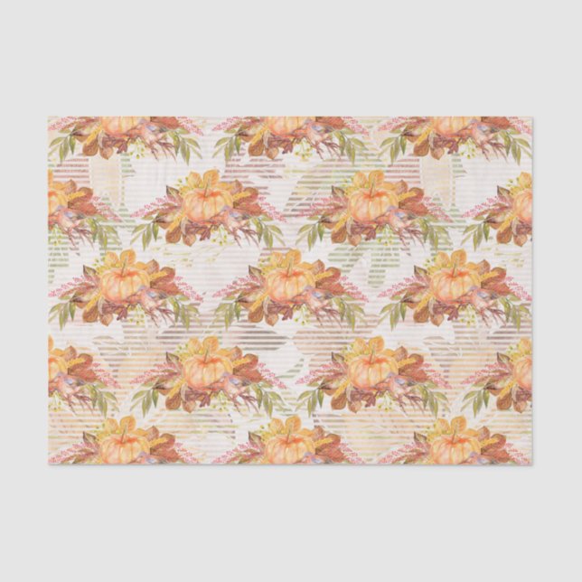 Fall Seasonal watercolor pumpkin tissue Paper (Front)