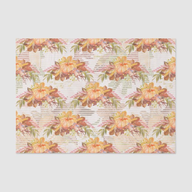 Fall Seasonal watercolor pumpkin tissue Tissue Paper (Front)