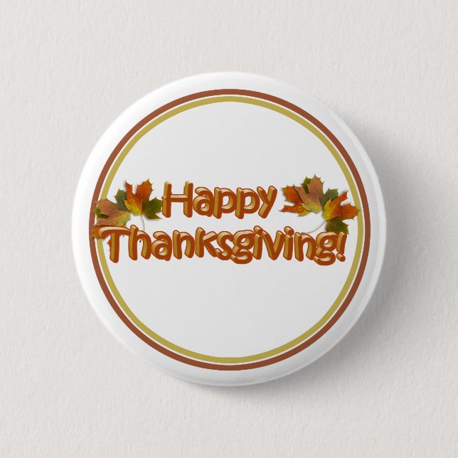 Fall Seasons Best Happy Thanksgiving Text 6 Cm Round Badge (Front)