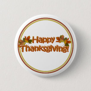 Fall Seasons Best Happy Thanksgiving Text 6 Cm Round Badge