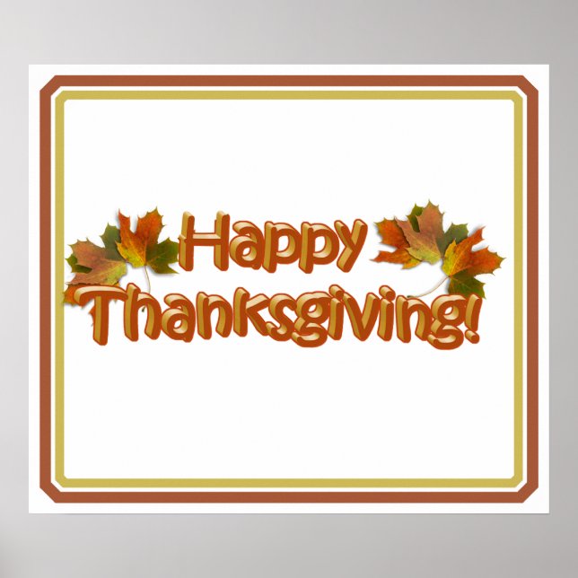 Fall Seasons Best Happy Thanksgiving Text Poster (Front)