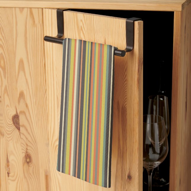 Fall Shades Striped  Tea Towel (Thirds Fold)