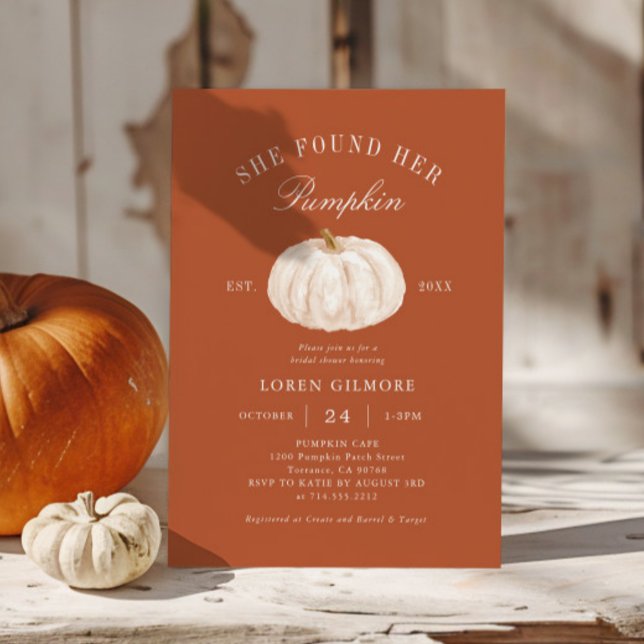 Fall She Found Her Pumpkin Bridal Shower Invitation (Creator Uploaded)