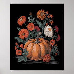 Fall Shirt Women Vintage Pumpkin Autumn Graphic Th Poster