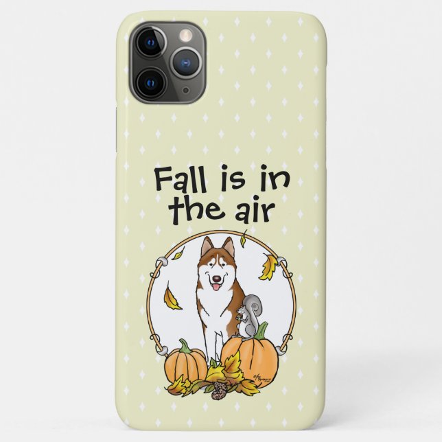 Fall Siberian Husky (red) Pumpkins Leaves Cute Case-Mate iPhone Case (Back)
