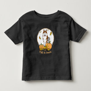 Fall Siberian Husky (red) Pumpkins Leaves Cute Toddler T-Shirt