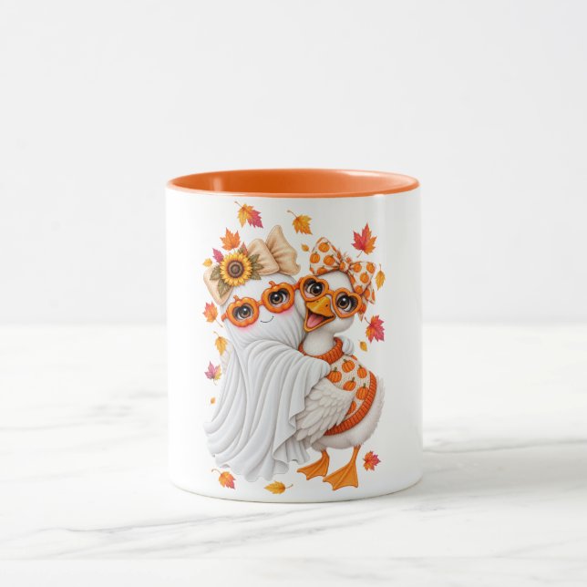 fall Silly Goose ghost Autumn Fall Halloween  Mug (Center)