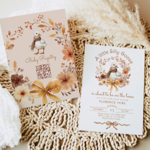Fall Silly Goose QR code Baby shower Invitation