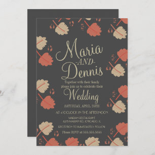 Fall Simple Terracotta Nuetral Leaves Wedding Invitation