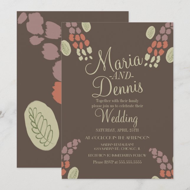 Fall Simple Terracotta Organic Nuetral Wedding Invitation (Front/Back)