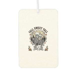 Fall Skeleton Couple Vintage Engraving Autumn Shir Car Air Freshener