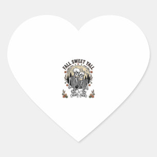 Fall Skeleton Couple Vintage Engraving Autumn Shir Heart Sticker