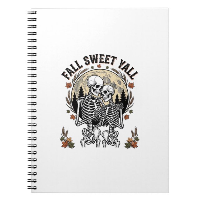 Fall Skeleton Couple Vintage Engraving Autumn Shir Notebook (Front)
