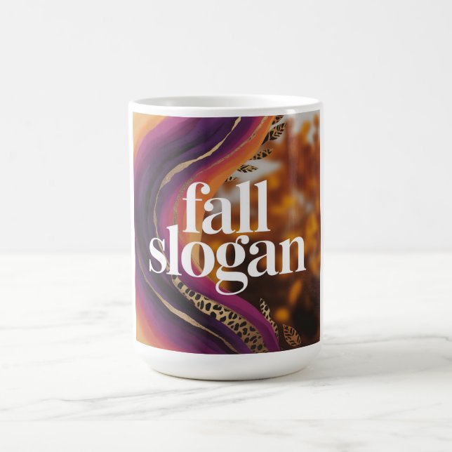 Fall Slogan Purple Orange Leopard Typography Coffee Mug (Center)