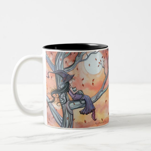 Fall Slumber Witch Cat Mug Molly Harrison (Left)