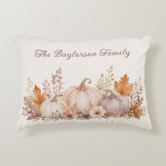 Fall Soft Watercolor Pumpkins Floral Personalised Decorative Cushion