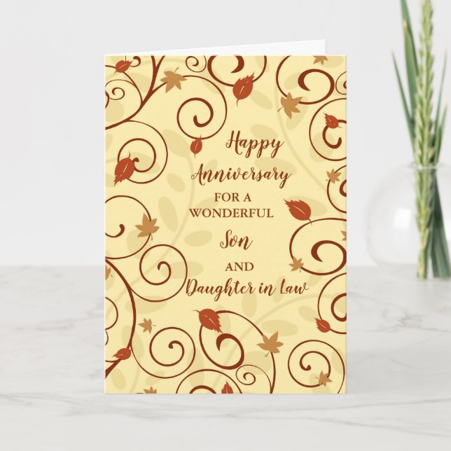 Fall Son & Daughter in Law Wedding Anniversary Card (Front)