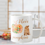 Fall Spirit I Love Pumpkins I Cat Coffee Mug<br><div class="desc">Do you love pumpkins? I just happen to have one at home. You might know someone who also has a Tabby Cat in their family -- or, perhaps, just loves pumpkins! Any design questions or assistance, just send an email to charmdesignstudio@rcn.com and we'll be delighted to assist. The Happy Morning...</div>