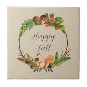 Fall squirrel and nature with customisable text tile